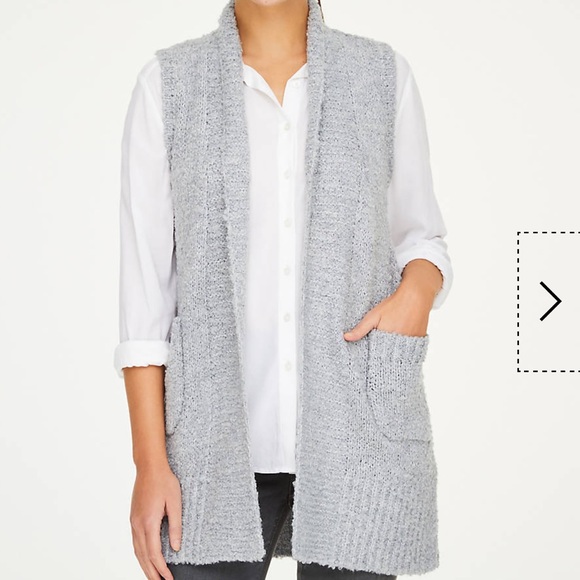 Loft Outlet Duster Sweater Vest Gray 